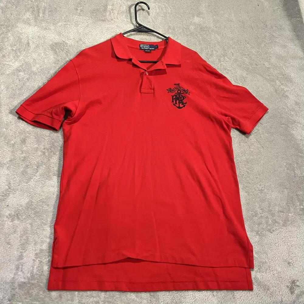Polo Ralph Lauren Polo Shirt Mens Large Red Crest Logo Short Sleeve Embroidered